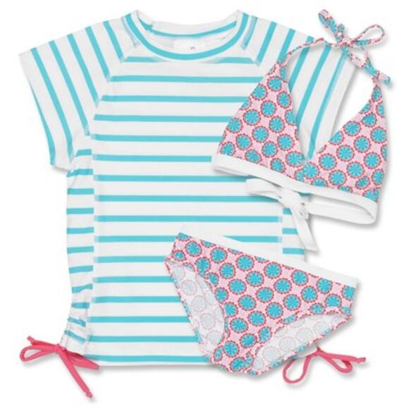 SNAPPER ROCK 3 Pc Bikini Set SPF UPF 50+ Size 2 - Picture 1 of 4